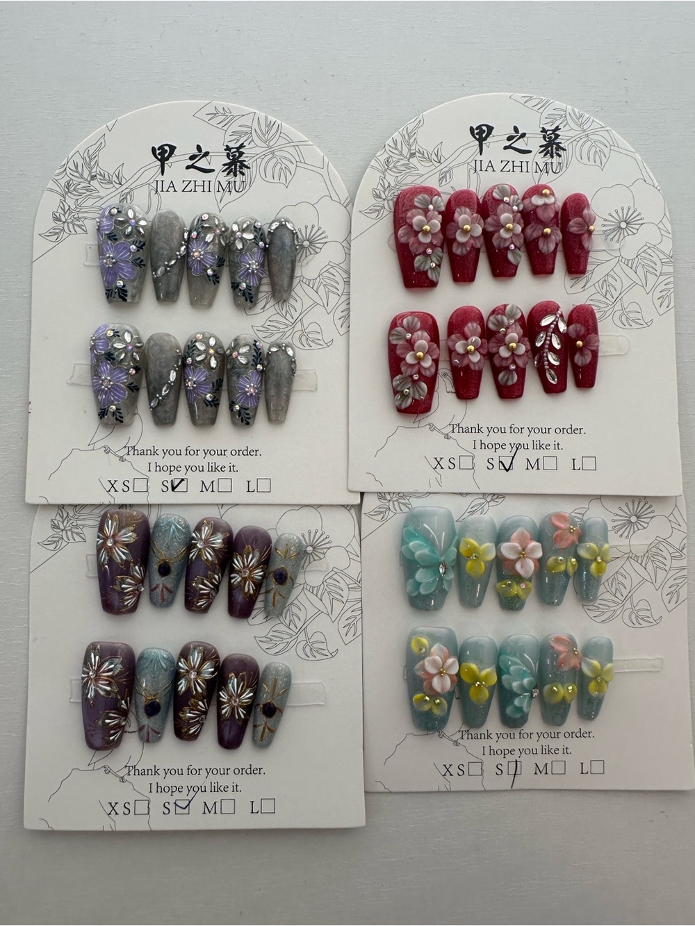 Luxury 3D Floral Press-on Nails Bundle- 4 sets